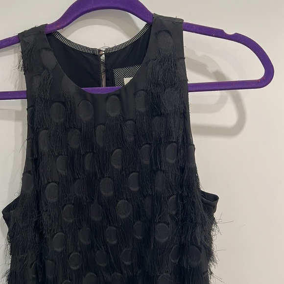 By Anthropologie Roxie Textured Feathered Fringe Dot Shift Mini LBD - Picture 7 of 9